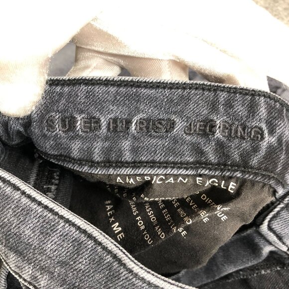 American Eagle Super Hi-Rise Jegging Womens 12 Washed Black Super Stretch - Picture 10 of 11